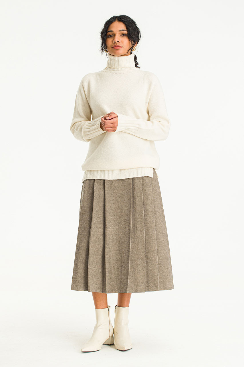 Saskia Roll Neck Seamless Jumper, Ivory