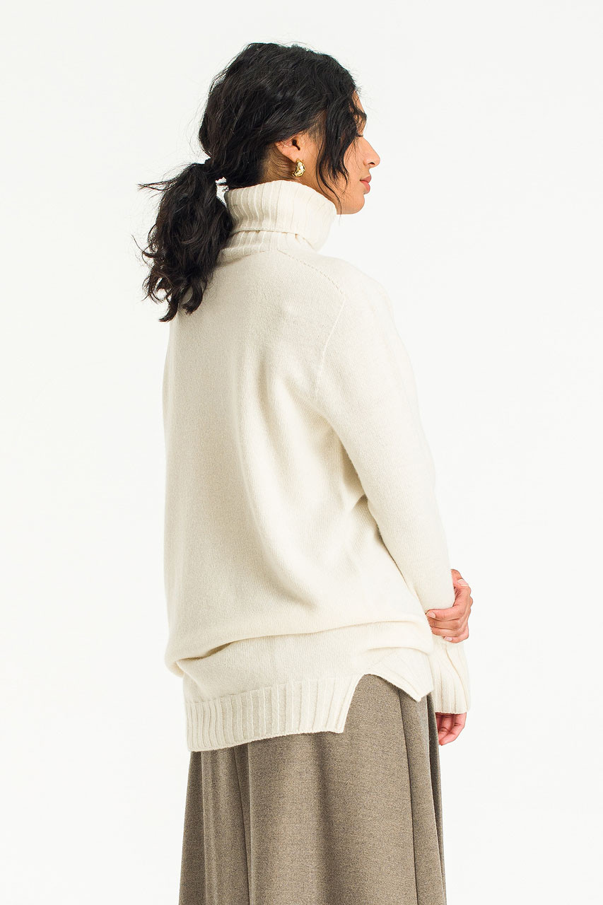 Saskia Roll Neck Seamless Jumper, Ivory