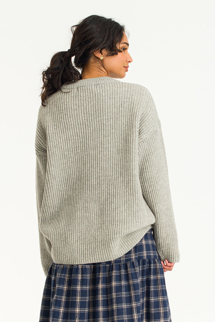 Joelle Boxy Ribbed Jumper, Grey