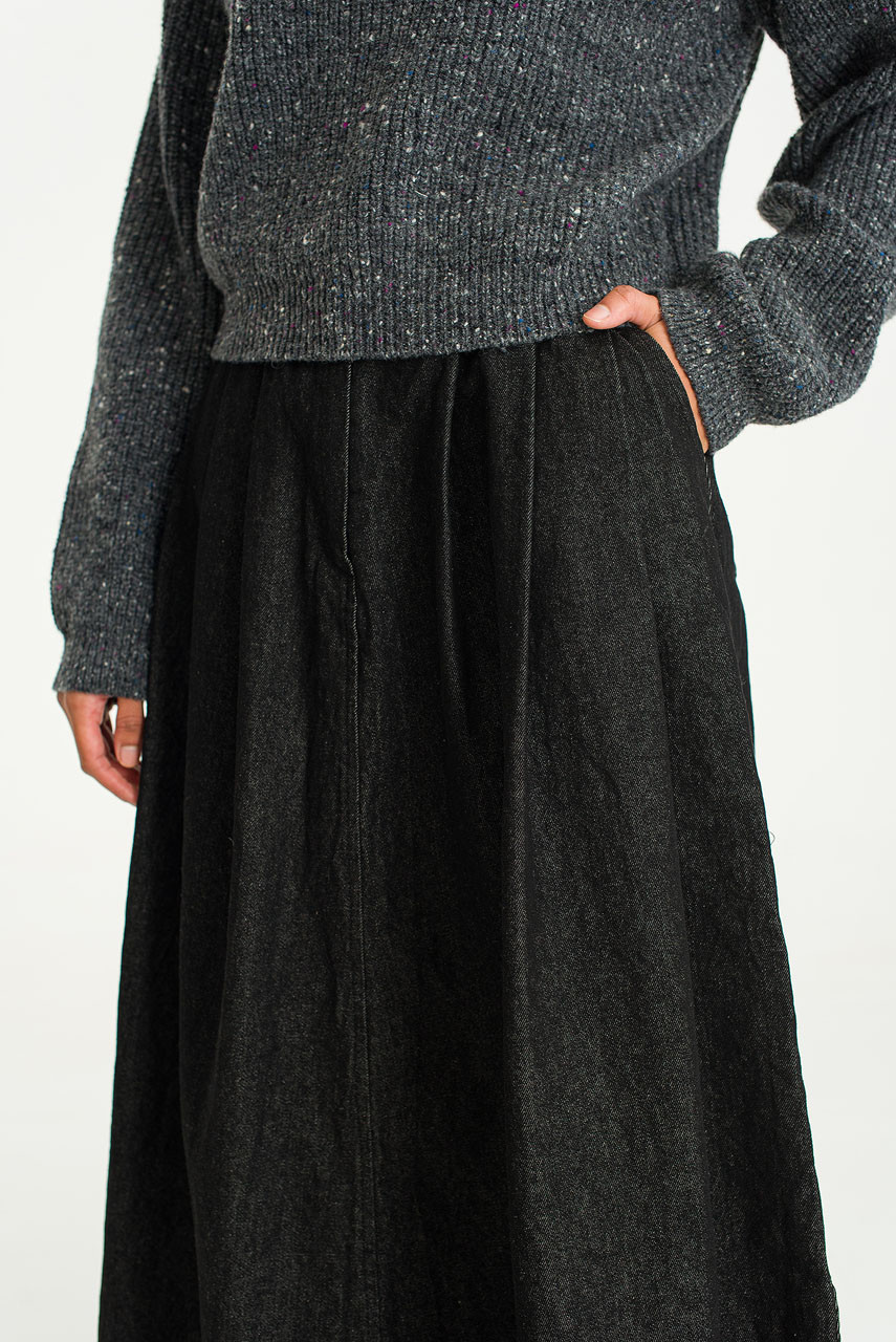 Kiko Denim Flare Skirt, Black