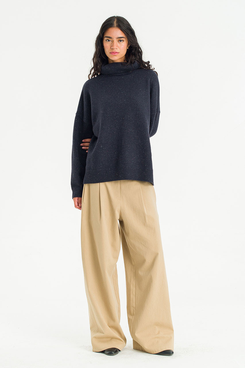 Oversize Roll Neck Jumper, Midnight Navy