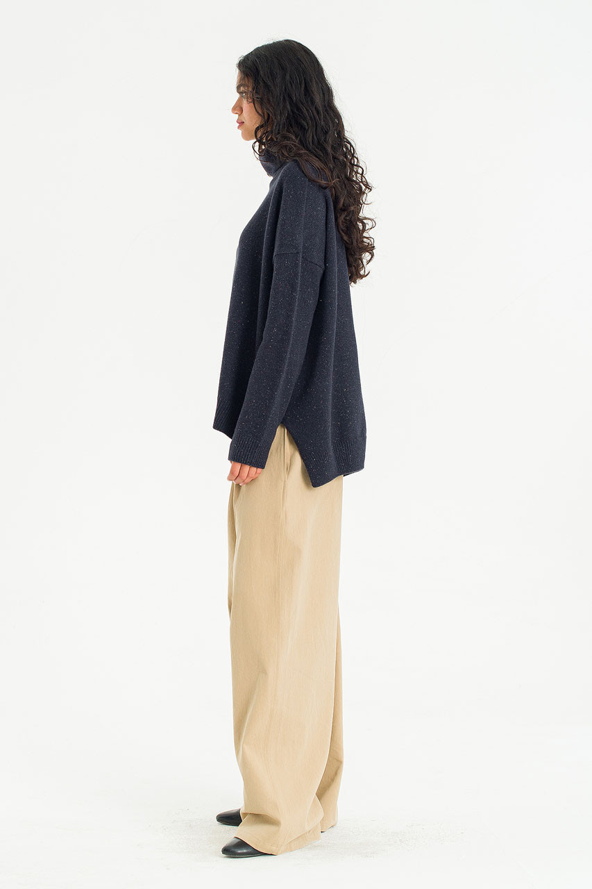 Oversize Roll Neck Jumper, Midnight Navy