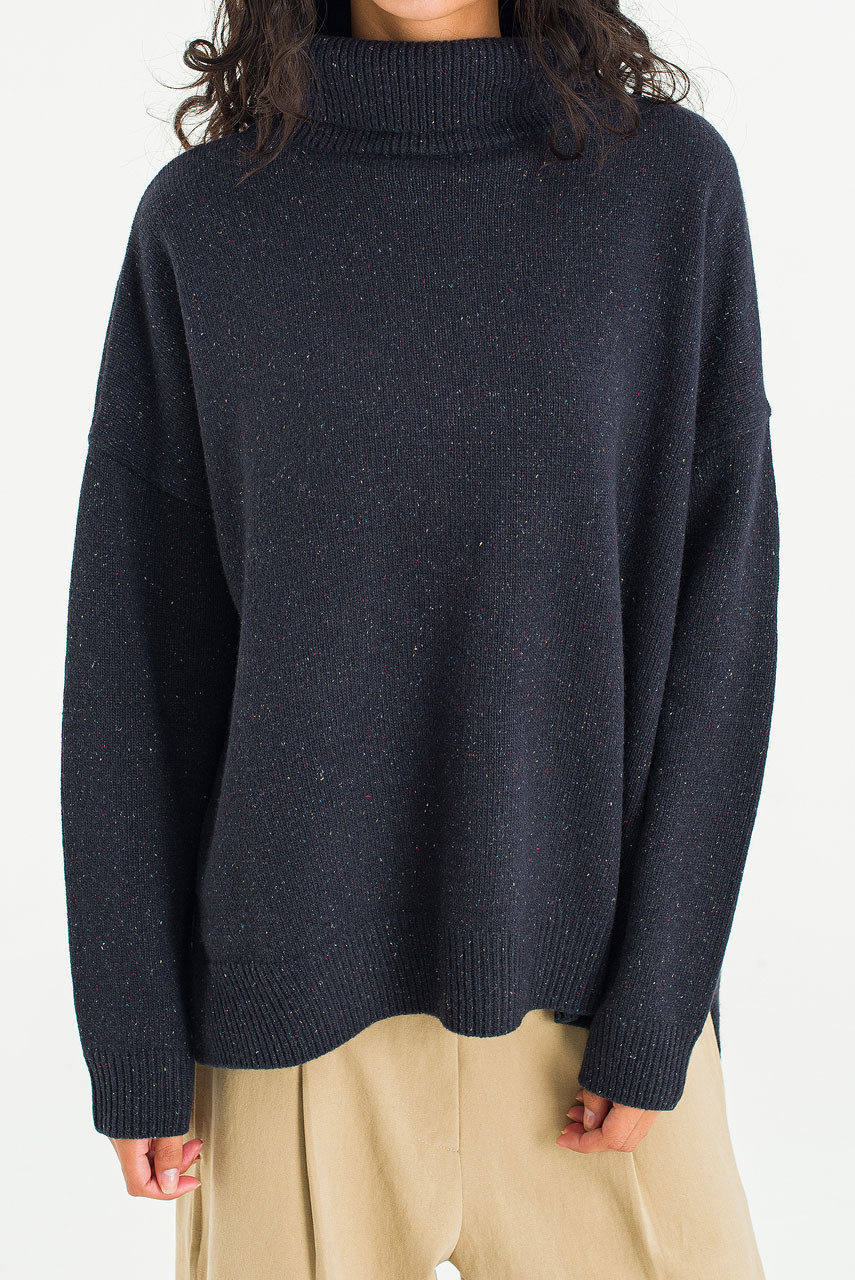 Oversize Roll Neck Jumper, Midnight Navy