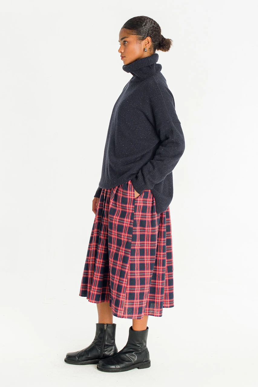 Oversize Boucle Roll Neck Jumper, Midnight Navy