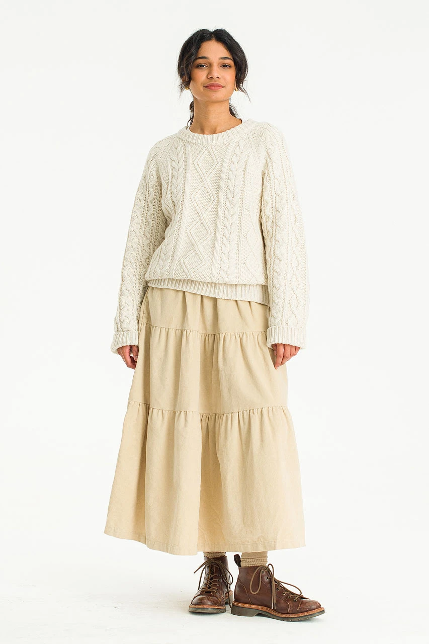Raglan Cable Jumper, Ivory