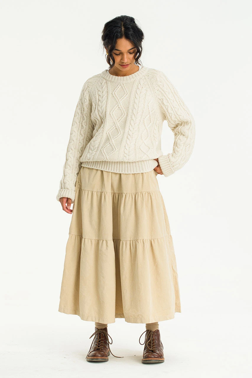 Raglan Cable Jumper, Ivory