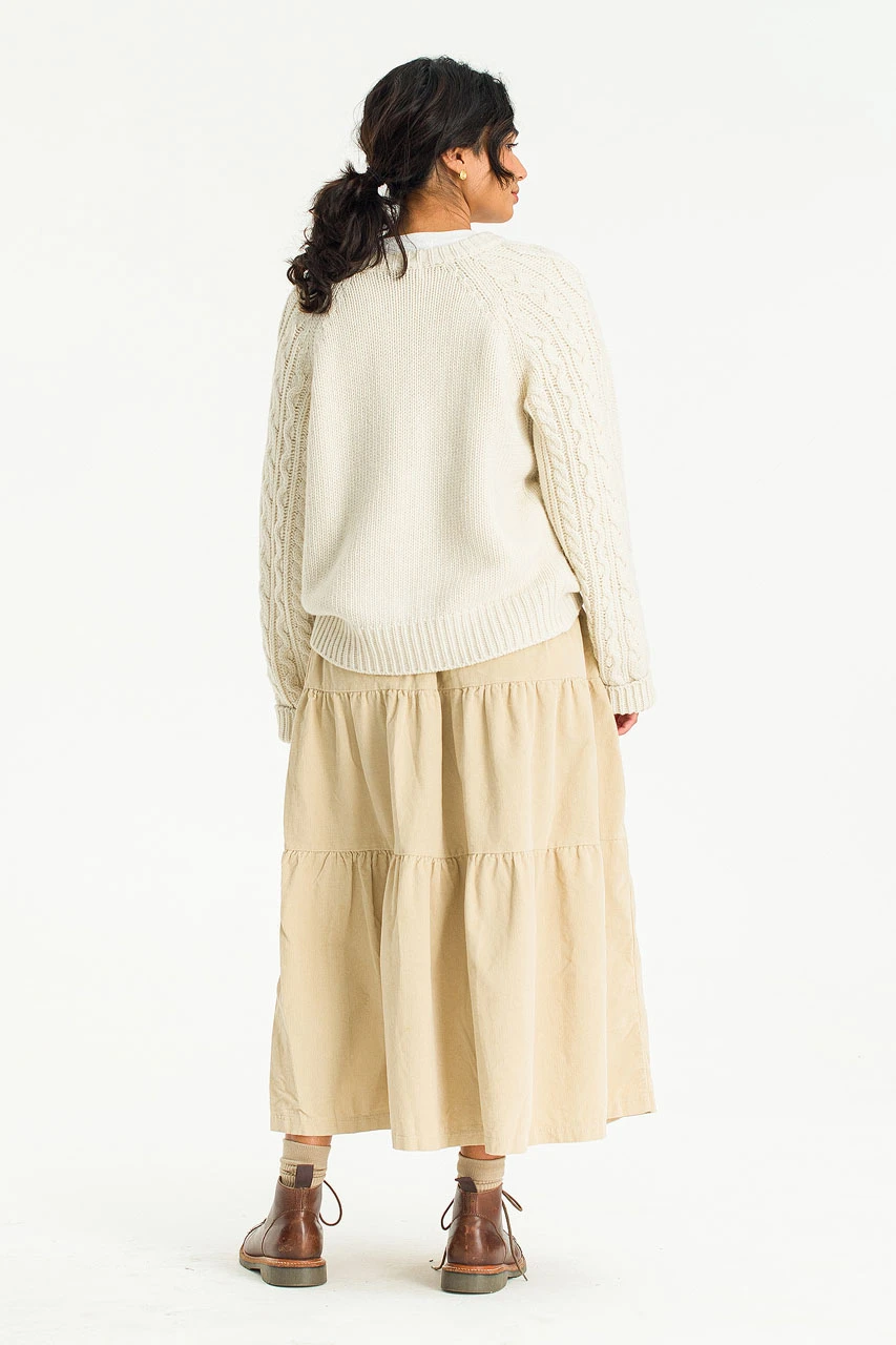 Raglan Cable Jumper, Ivory
