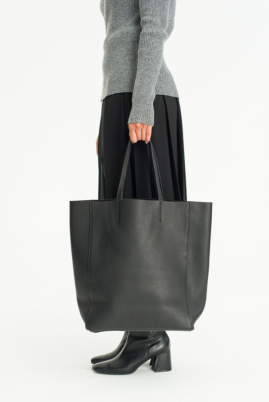 Claire Leather Shopper Bag, Black