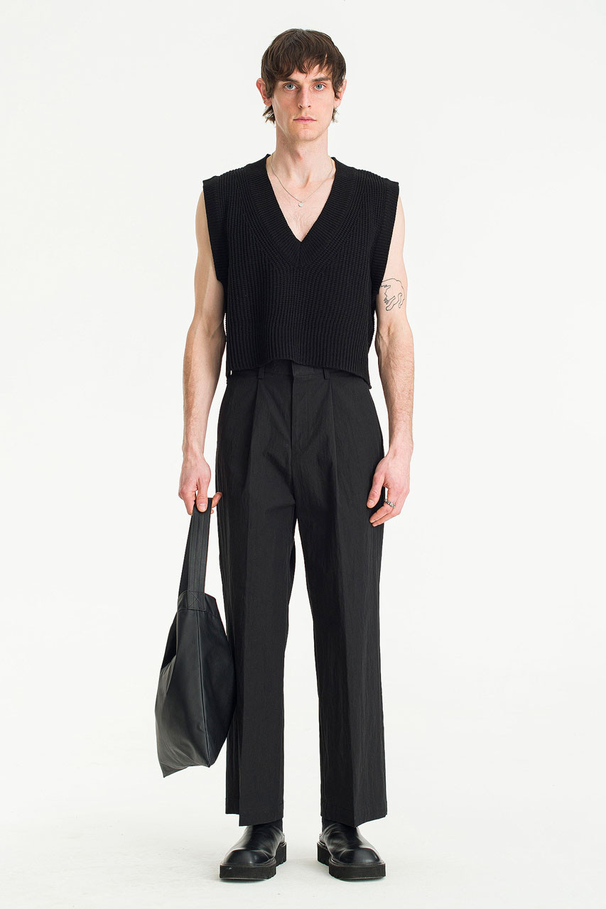 Menswear | Cropped Knit Vest, Black