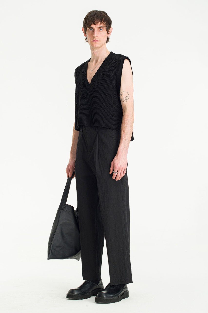 Menswear | Cropped Knit Vest, Black