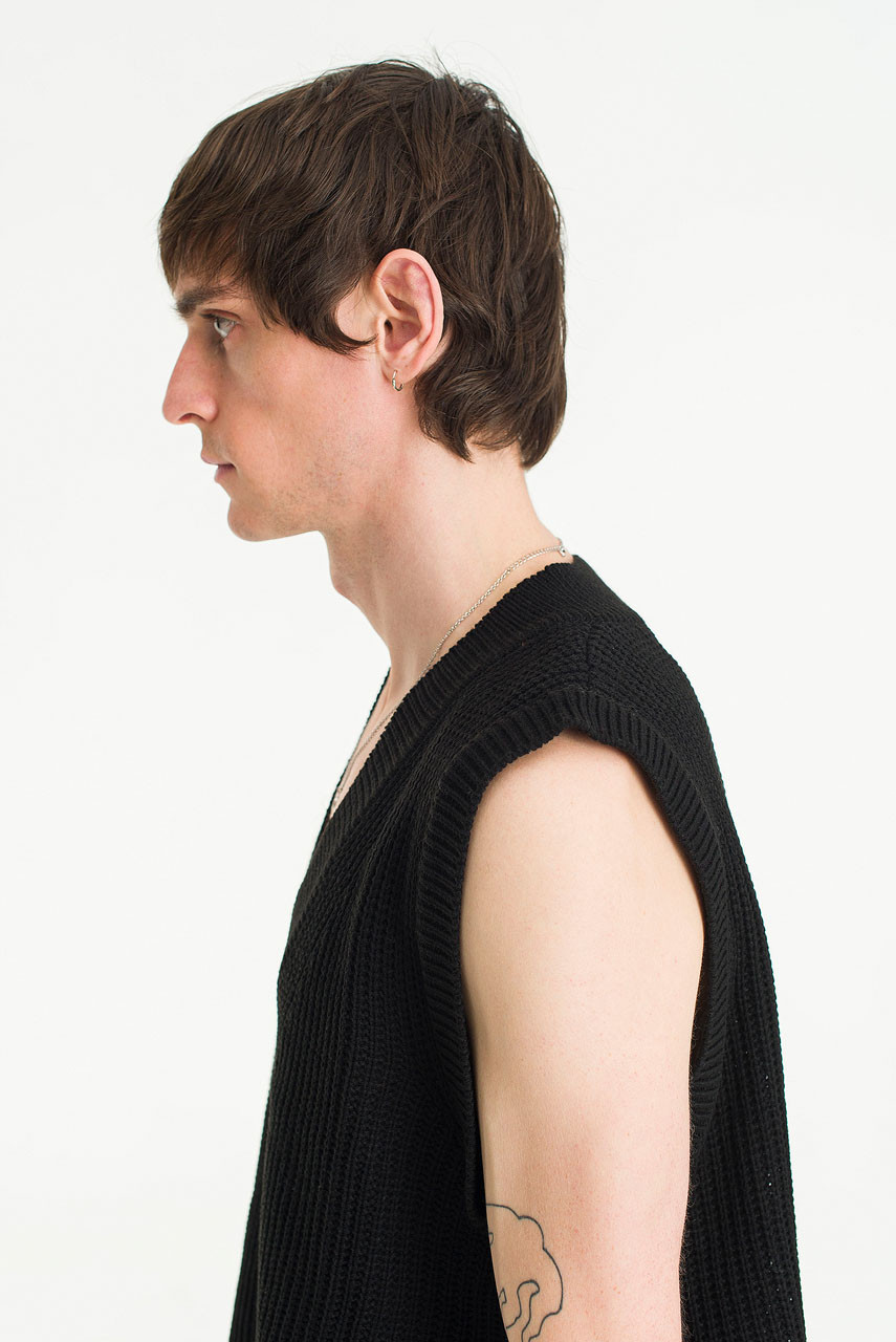 Menswear | Cropped Knit Vest, Black