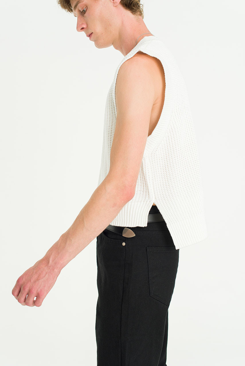 Menswear | Cropped Knit Vest, White