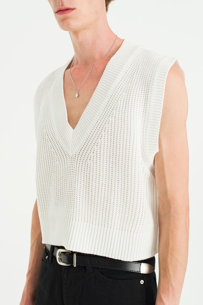 Menswear | Cropped Knit Vest, White