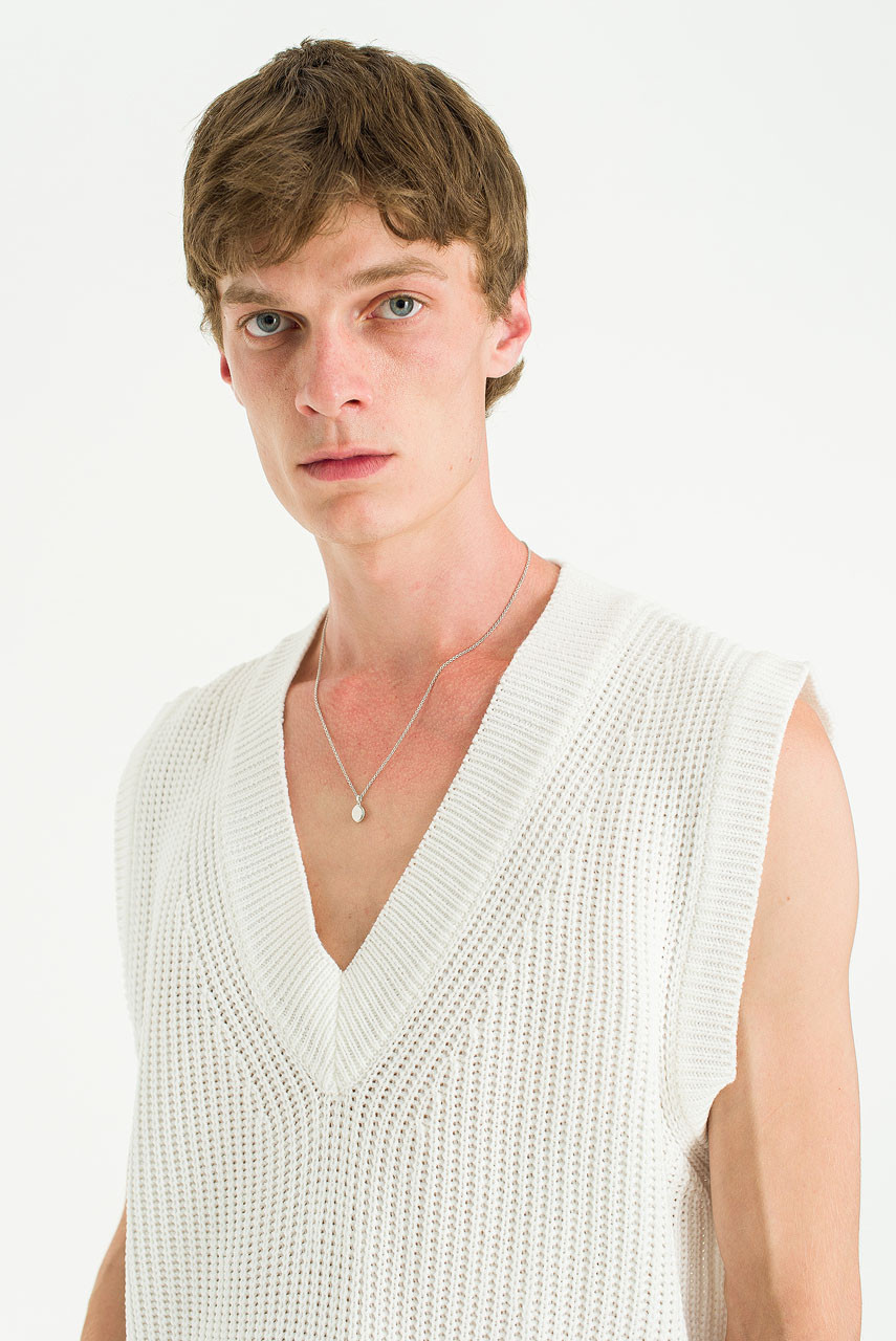 Menswear | Cropped Knit Vest, White