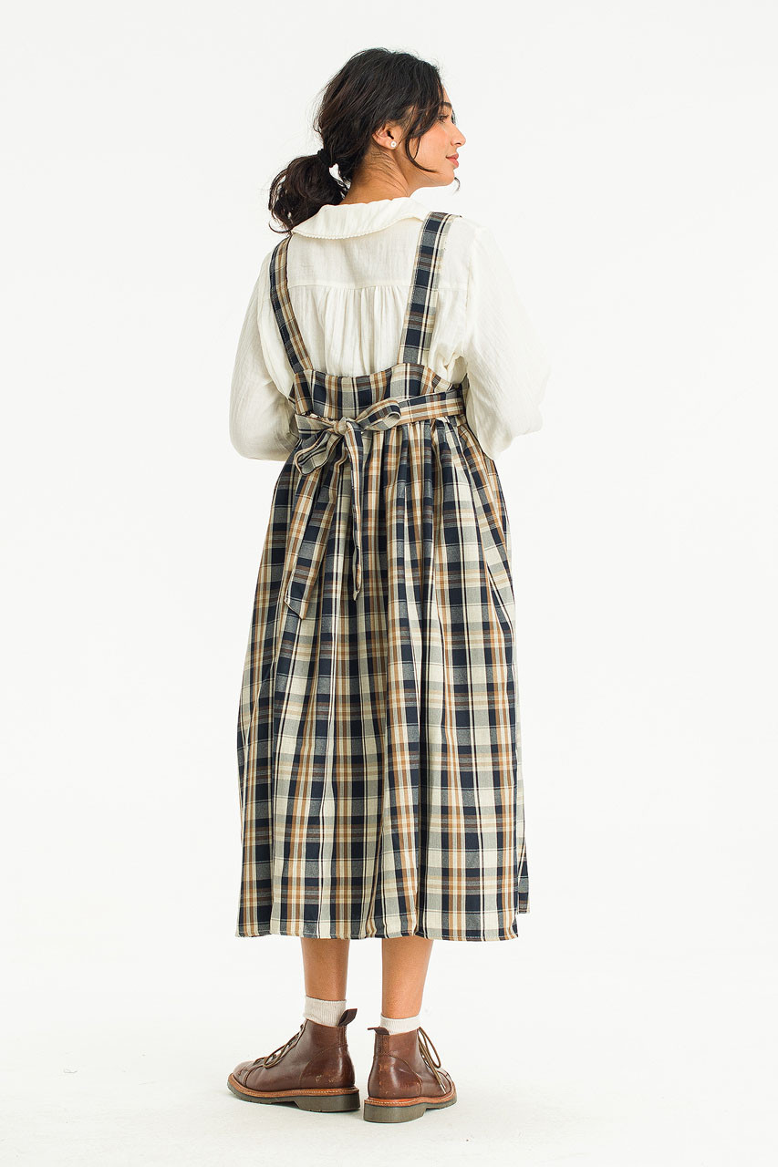 Isla Check Pinafore Dress, Beige