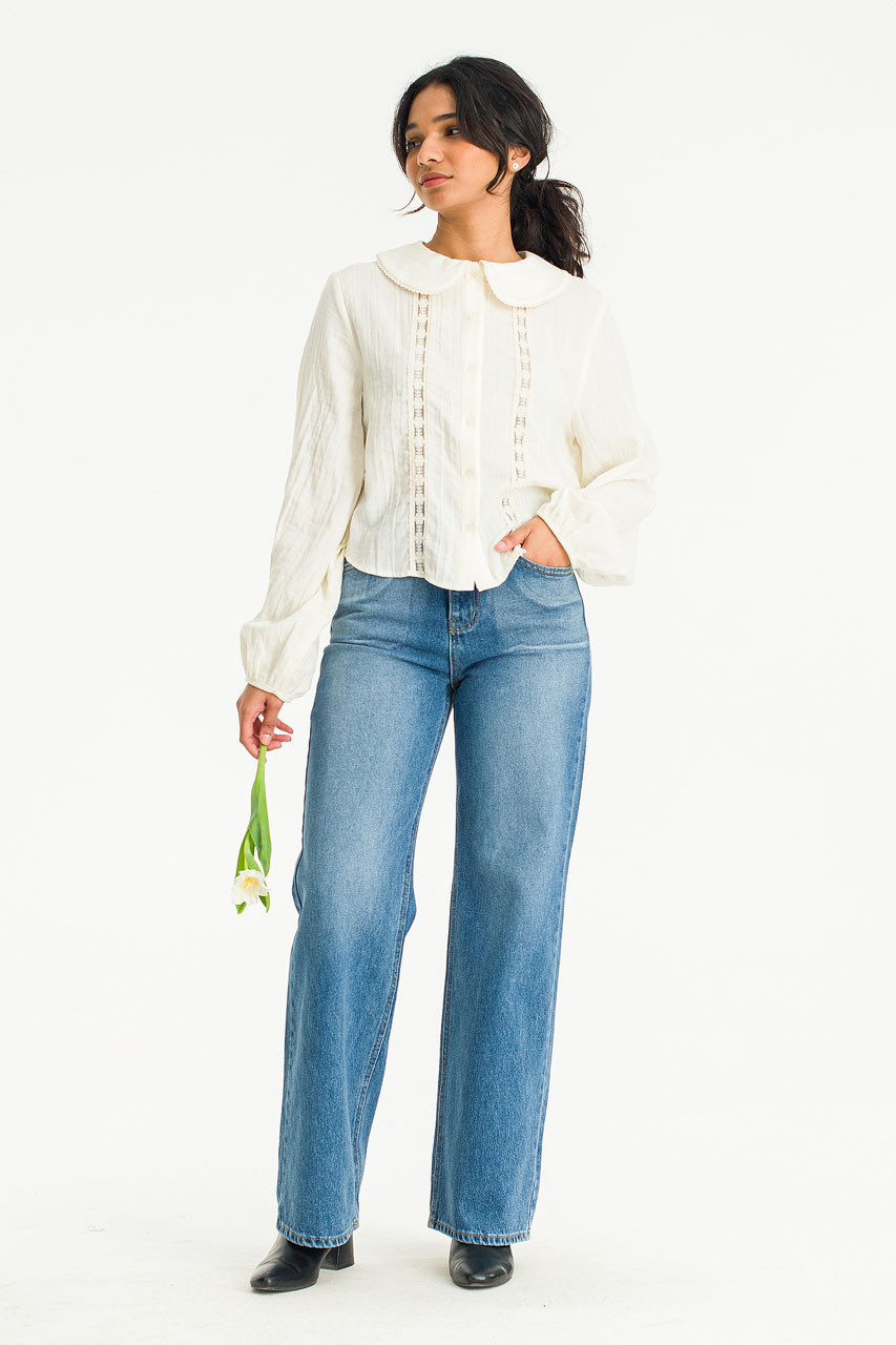 Manon Washed Denim Jean, Mid Blue