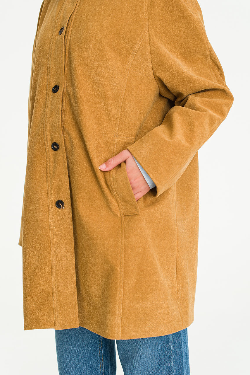 Kieth Faux Suede Coat, Camel