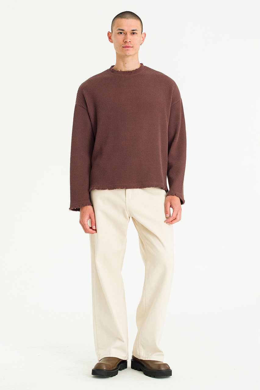 Menswear | Distressed Rib Knit, Brown