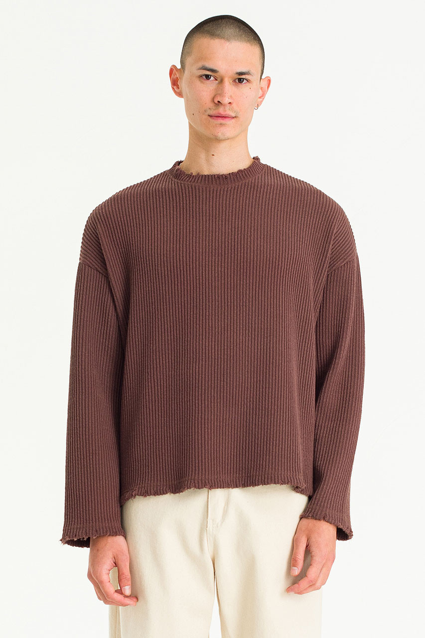 Menswear | Distressed Rib Knit, Brown
