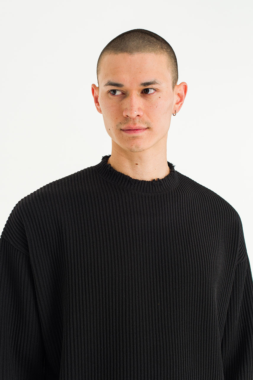 Menswear | Distressed Rib Knit, Black