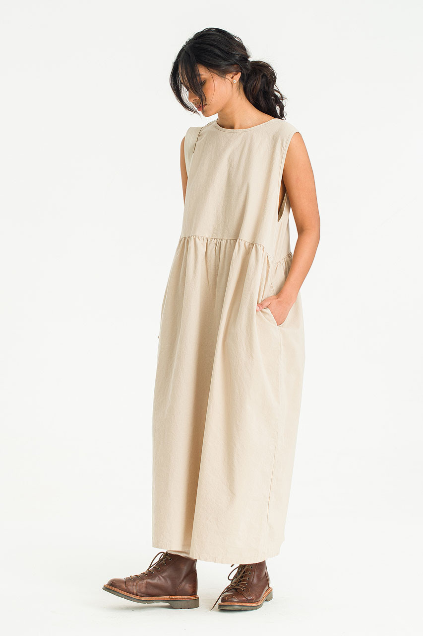 Faye Ribbon Back Dress, Beige