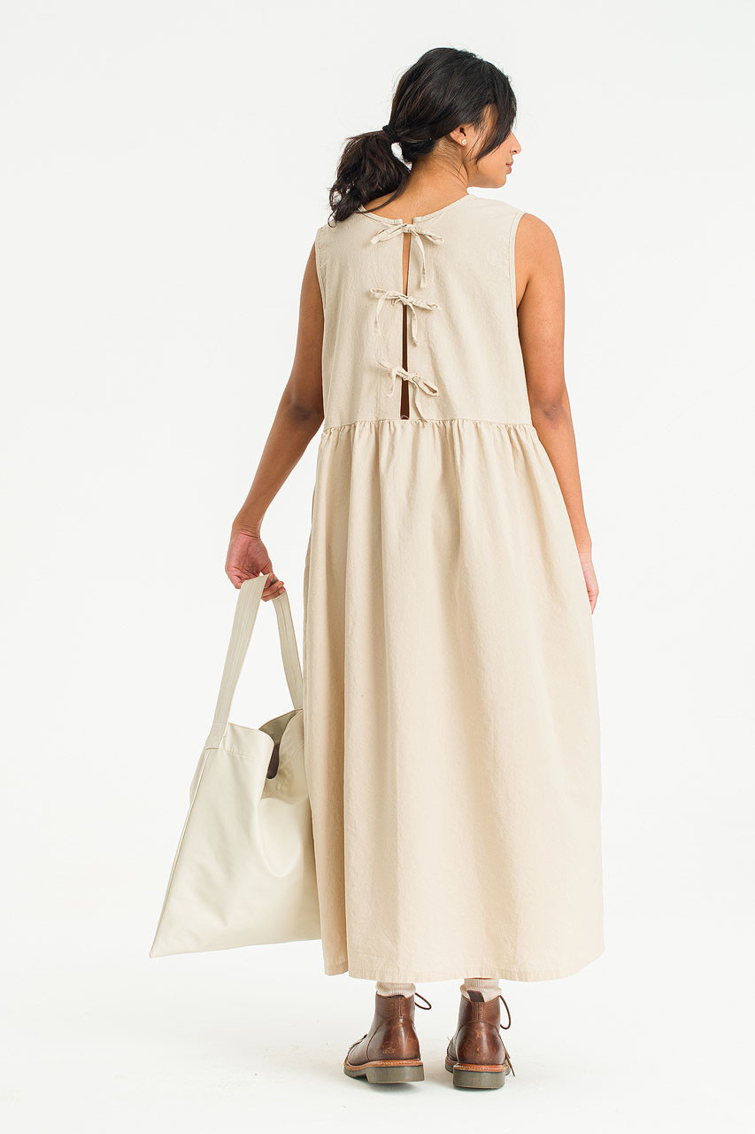 Faye Ribbon Back Dress, Beige