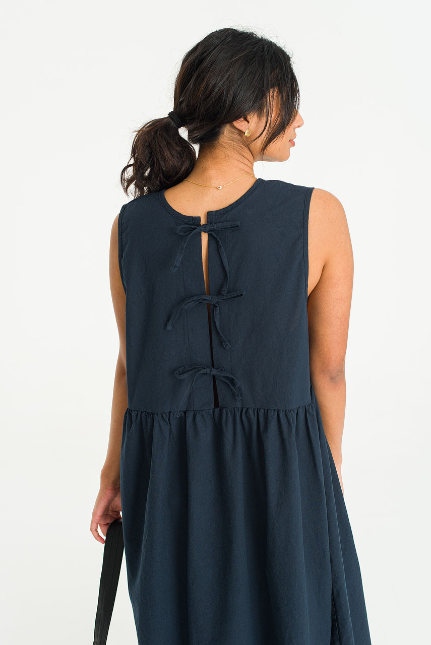 Faye Ribbon Back Dress, Navy