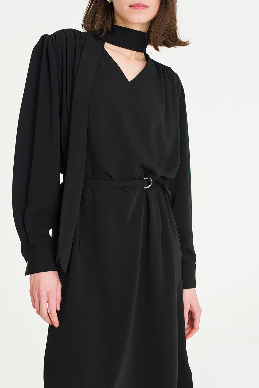 Leina Belted Dress, Black