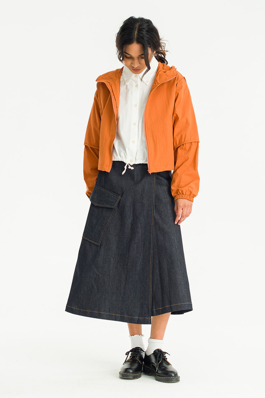 Minato Cargo Wrap Skirt, Indigo
