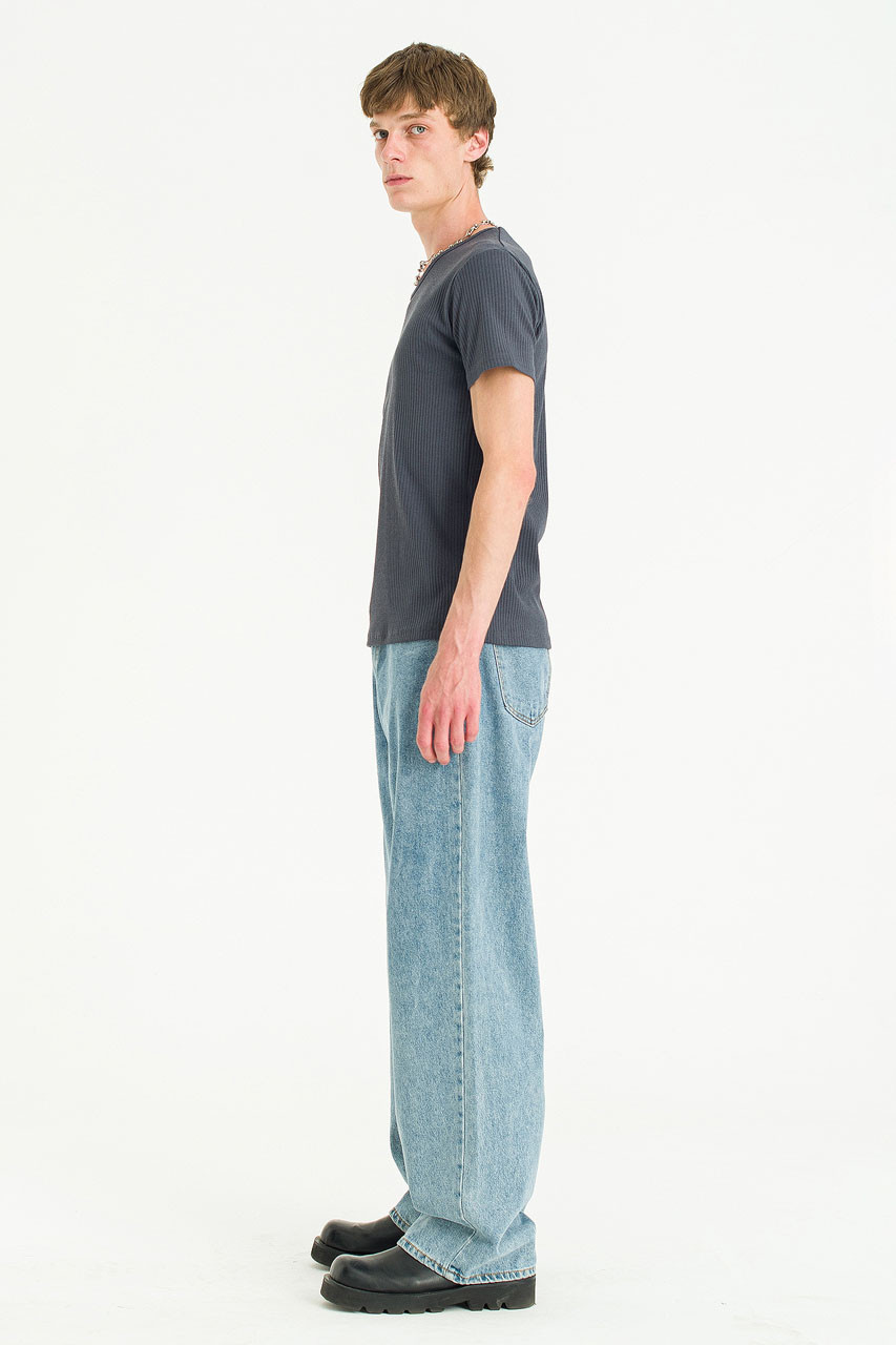 Menswear | Fitted Rib Tee, Charcoal