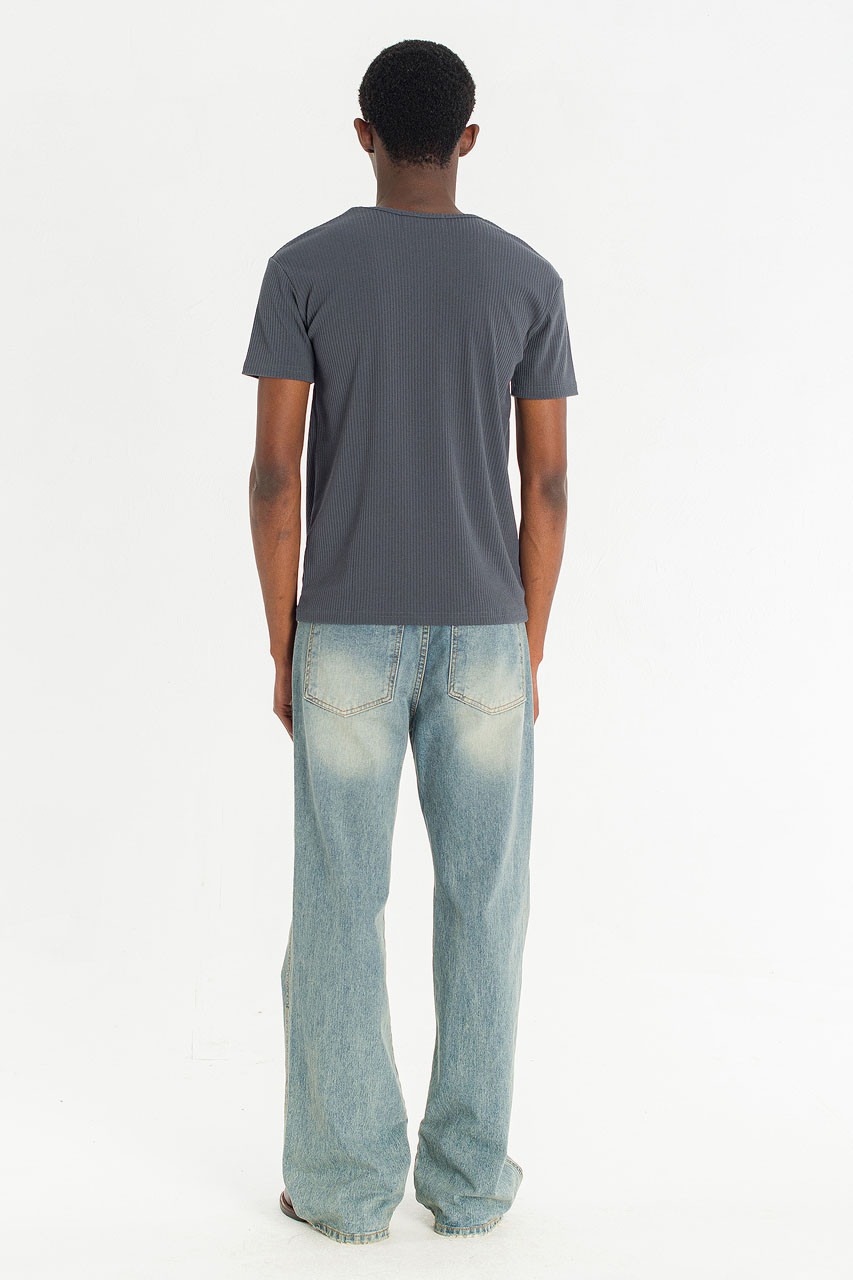 Menswear | Fitted Rib Tee, Charcoal