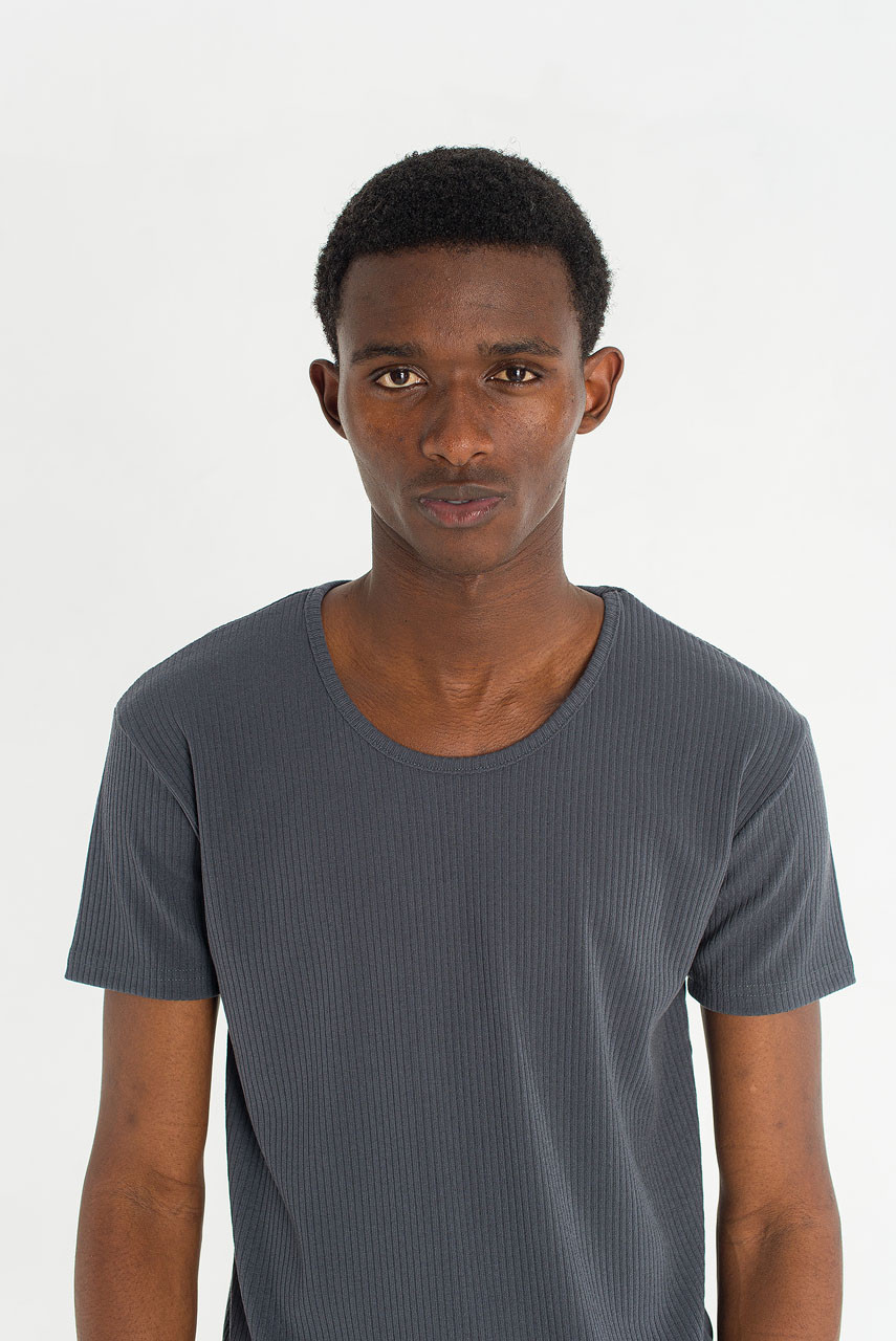 Menswear | Fitted Rib Tee, Charcoal