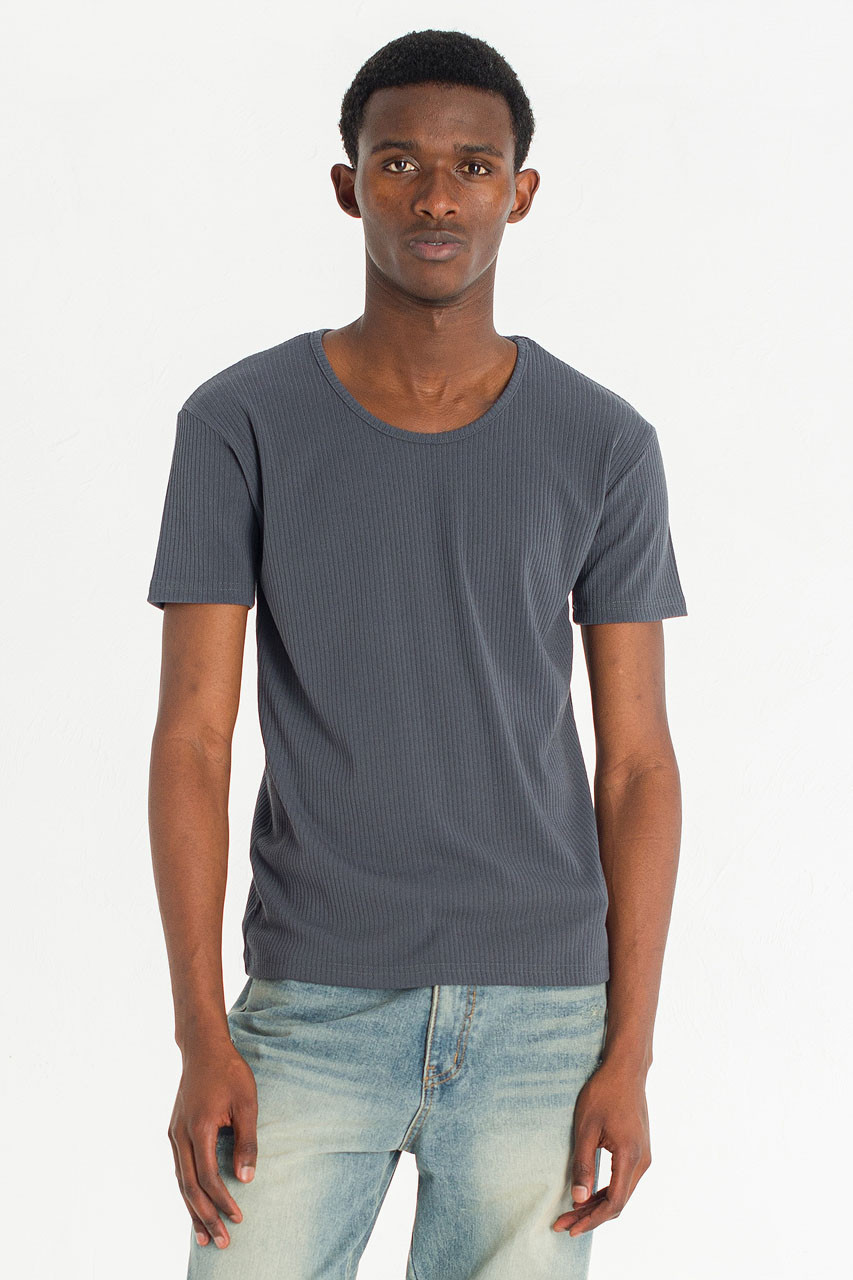 Menswear | Fitted Rib Tee, Charcoal