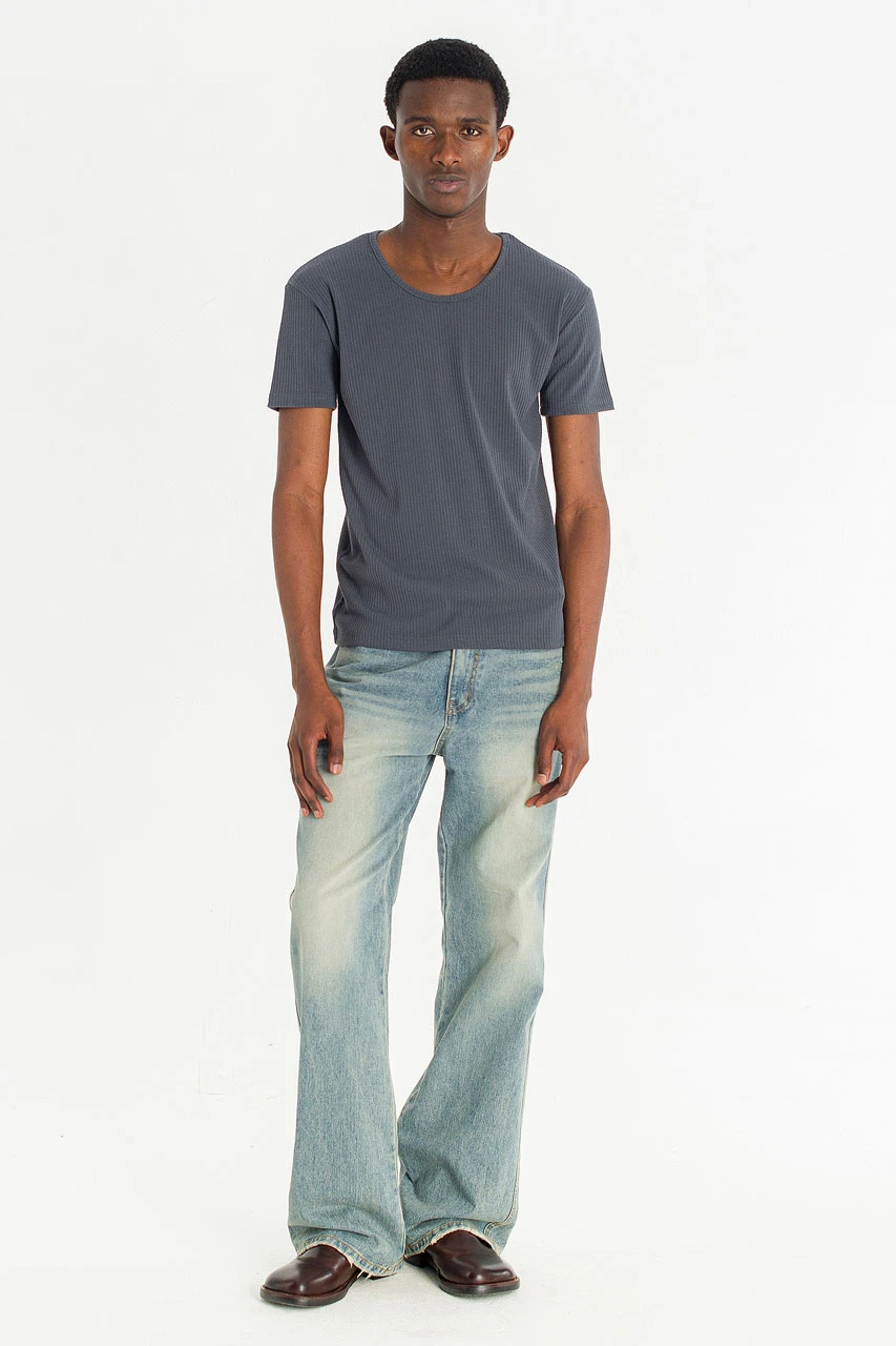 Menswear | Fitted Rib Tee, Charcoal