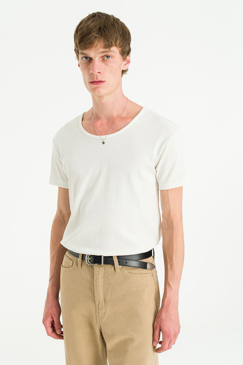 Menswear | Fitted Rib Tee, White