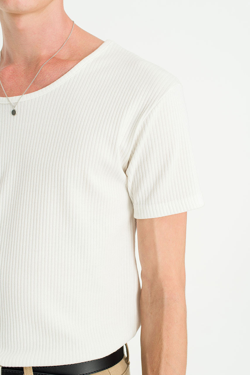 Menswear | Fitted Rib Tee, White