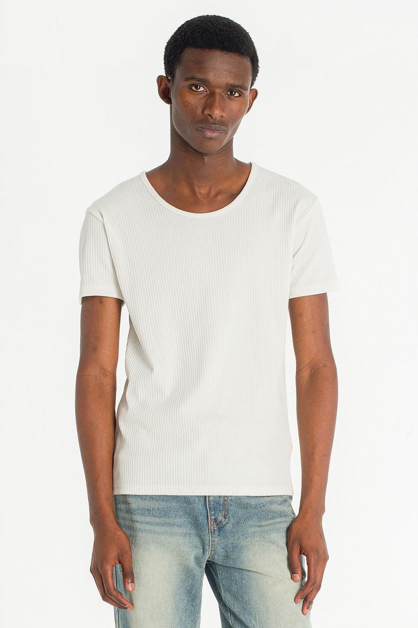 Menswear | Fitted Rib Tee, White