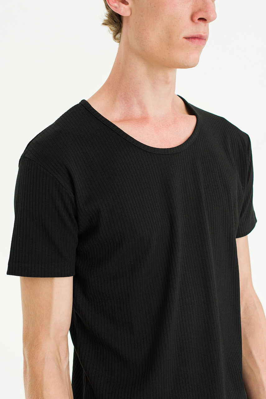 Menswear | Fitted Rib Tee, Black