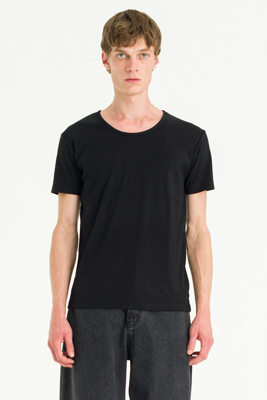 Menswear | Fitted Rib Tee, Black
