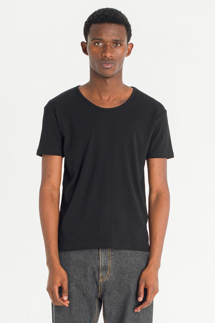 Menswear | Fitted Rib Tee, Black