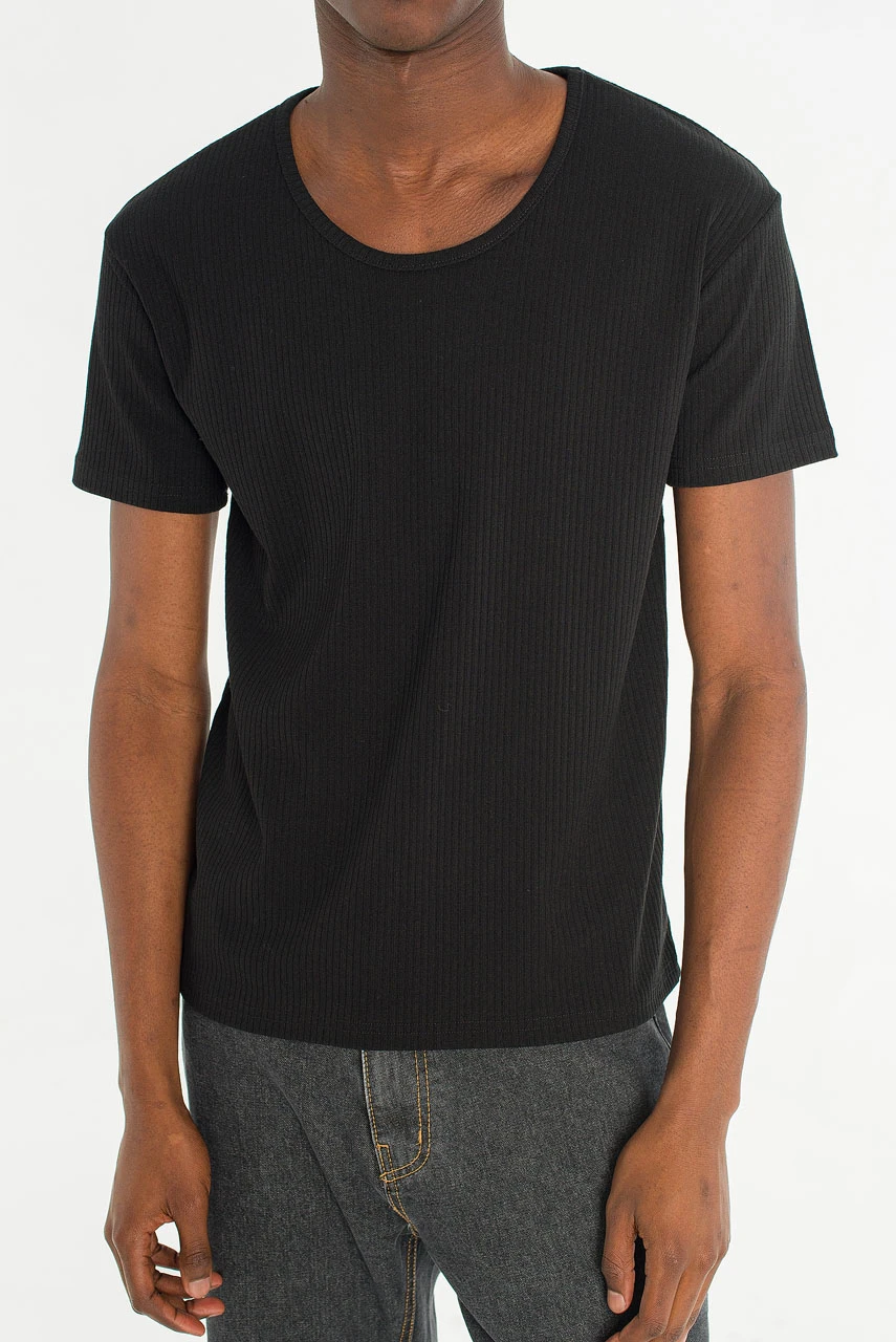 Menswear | Fitted Rib Tee, Black