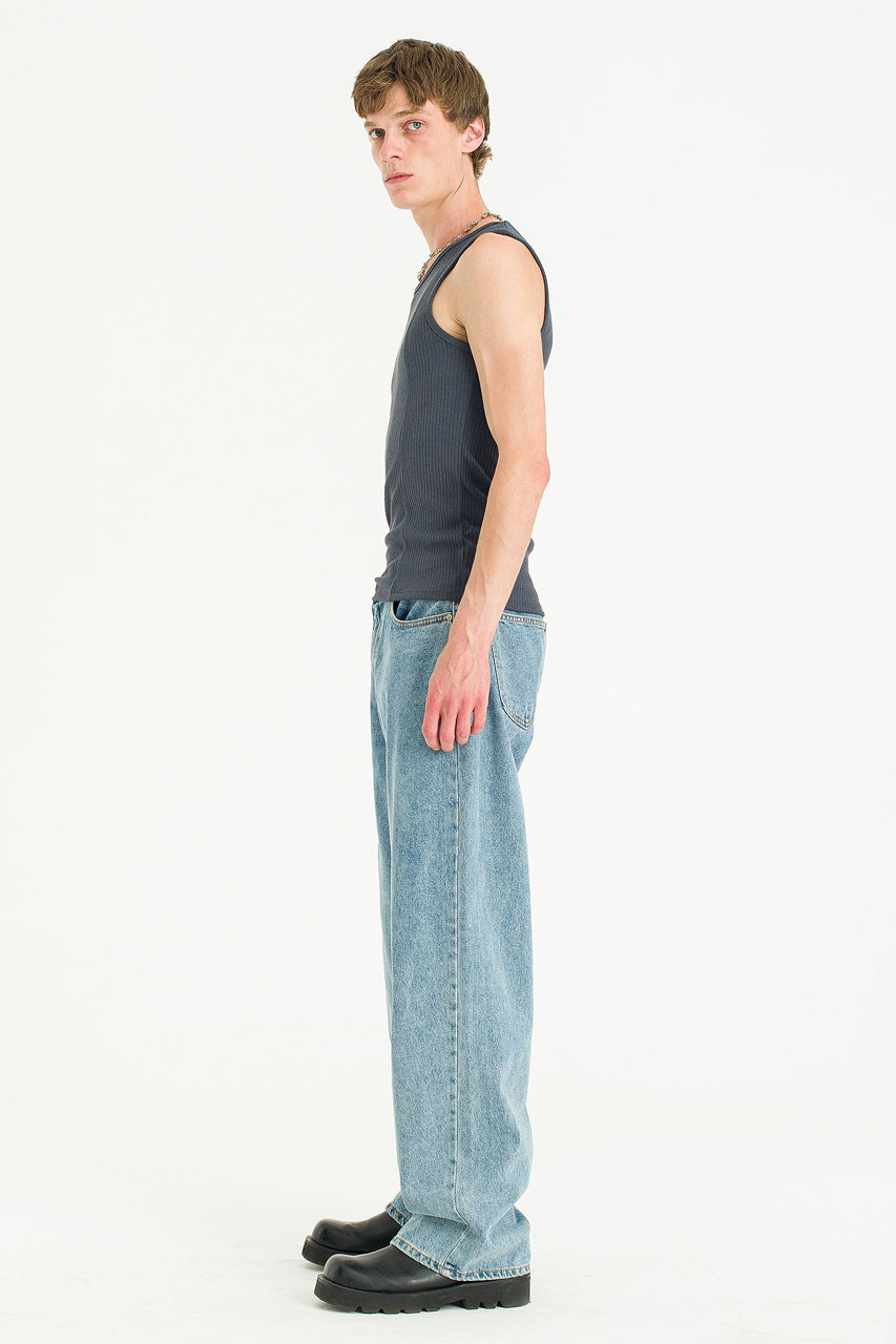 Menswear | Fitted Rib Vest, Charcoal