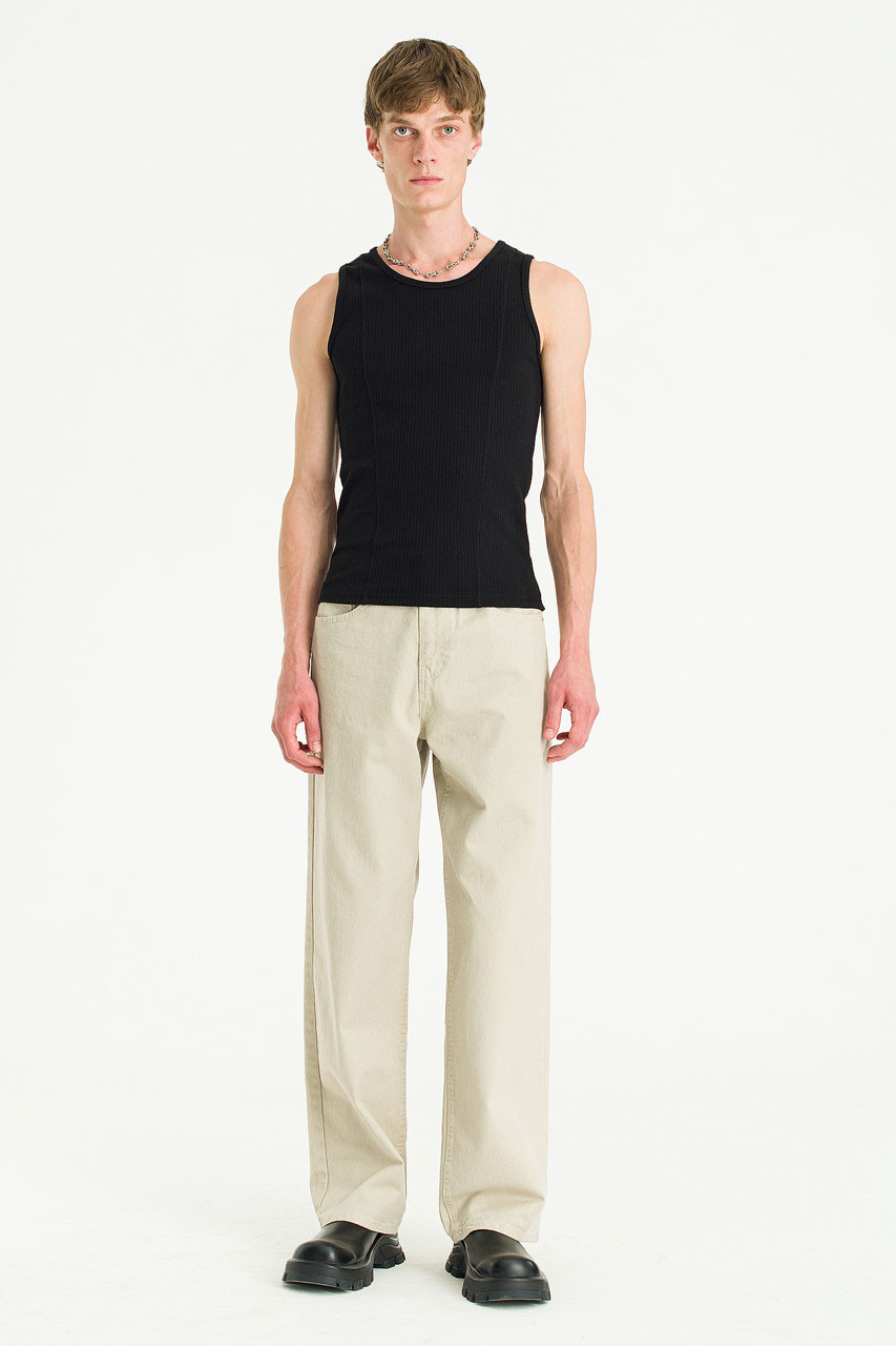 Menswear | Fitted Rib Vest, Black