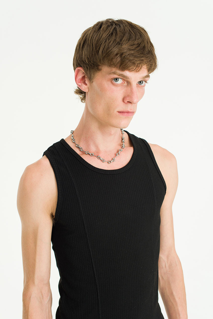 Menswear | Fitted Rib Vest, Black