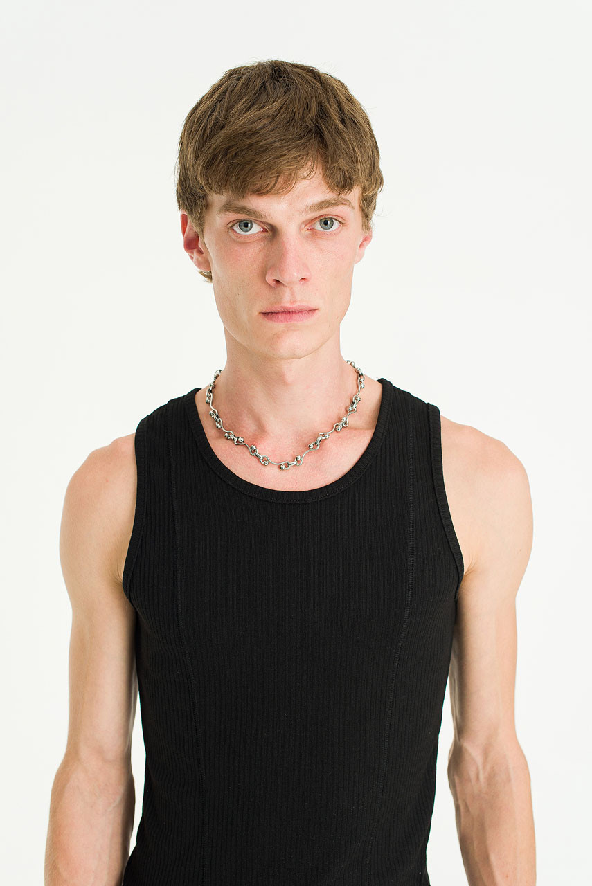 Menswear | Fitted Rib Vest, Black