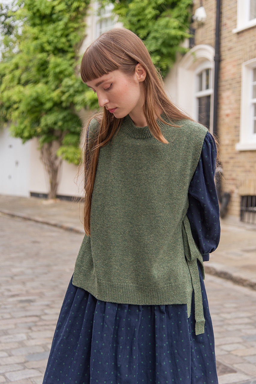 Side Ribbon Vest, Green