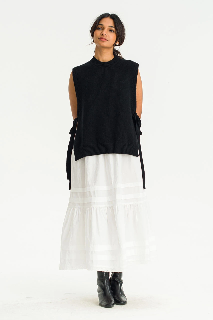 Side Ribbon Vest, Black