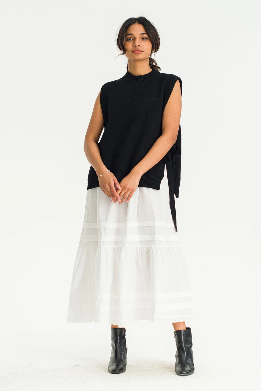 Side Ribbon Vest, Black