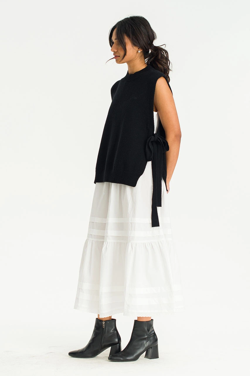 Side Ribbon Vest, Black