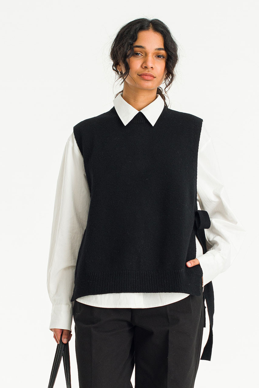 Side Ribbon Vest, Black